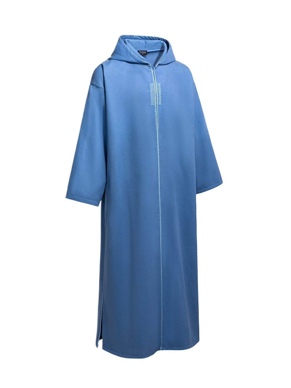 Sky blue Moroccan winter djellaba, the side slit