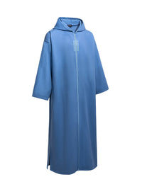 Sky blue Moroccan winter djellaba, the side slit