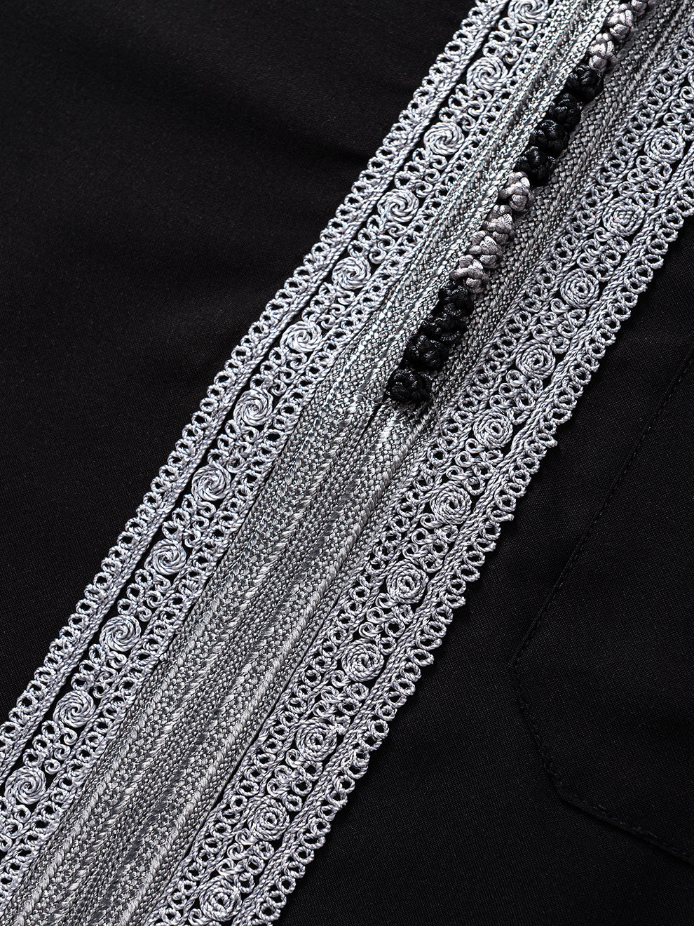 Imaarah Moroccan Short Sleeve Thobe Black with Grey - view 4