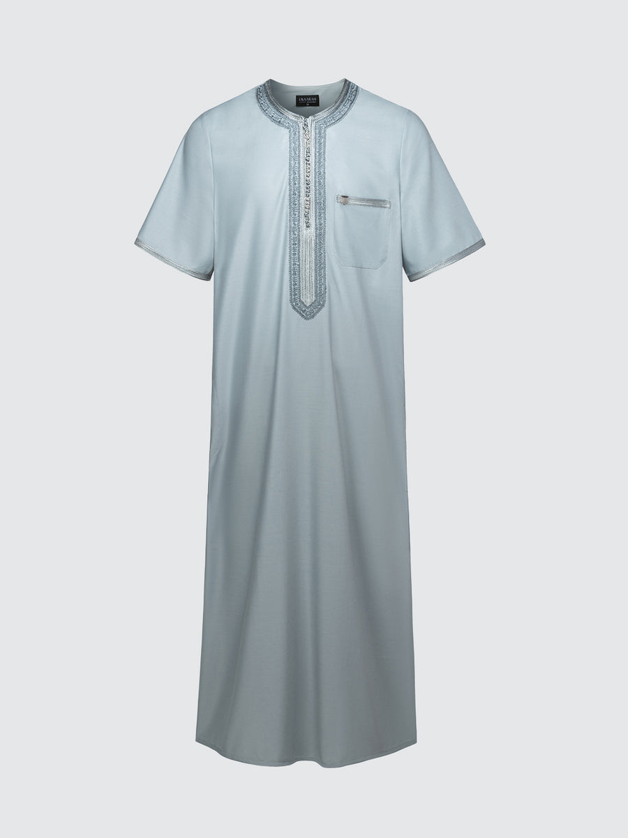 Imaarah Moroccan Short Sleeve Thobe Cool Grey