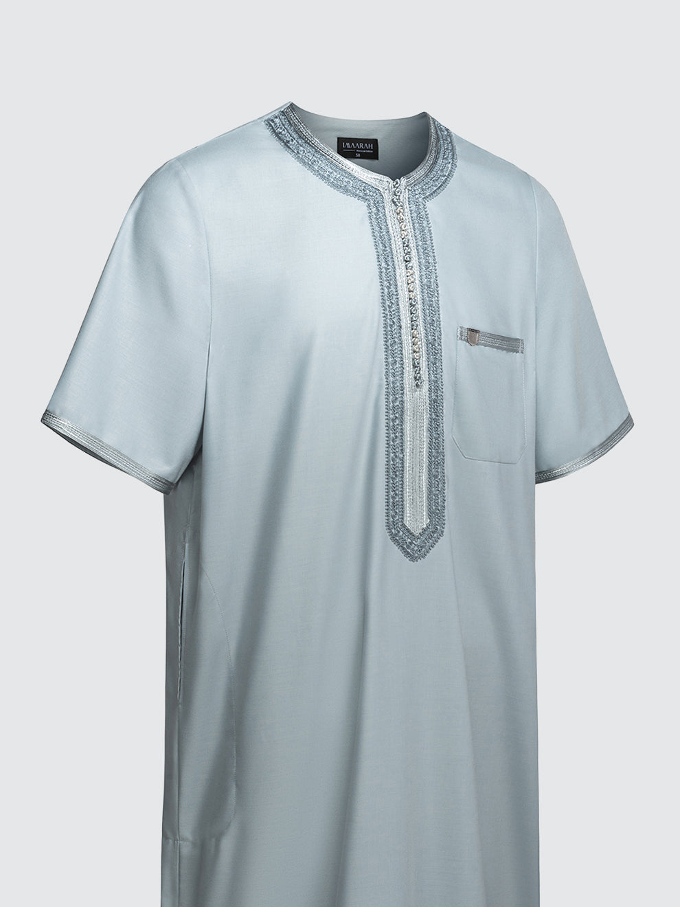 Imaarah Moroccan Short Sleeve Thobe Cool Grey - view 2