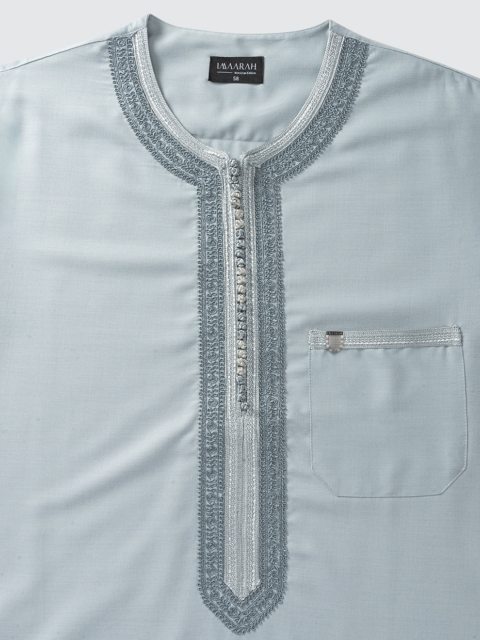 Imaarah Moroccan Short Sleeve Thobe Cool Grey - view 3