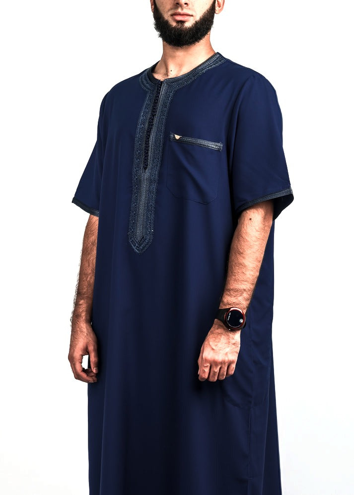 Navy Moroccan thobe, view 2