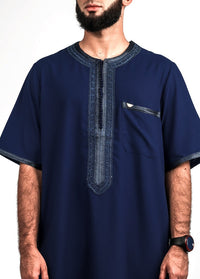 Navy Moroccan thobe, view 3