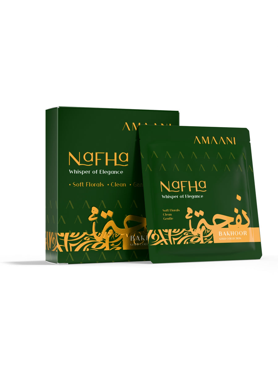 Amaani Nafha Bakhoor Gold Collection 5g tester box with sachet