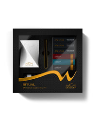 Sakinah Bakhoor Burner Kit, Badiah design in white, bakhoor burner gift set with charcoal, tongs and six Amaani bakhoor samples, Cii Stores South Africa