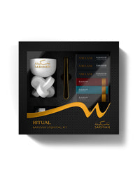 Sakinah Bakhoor Burner Kit, Wasl design in white, bakhoor burner gift set with charcoal, tongs and six Amaani bakhoor samples, Cii Stores South Africa