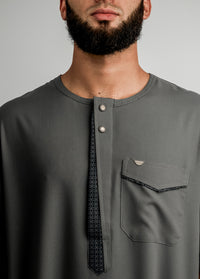 Imaarah Short Sleeve Thobe Grey - view 4