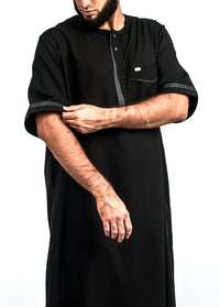 Black short sleeve thobe, view 2