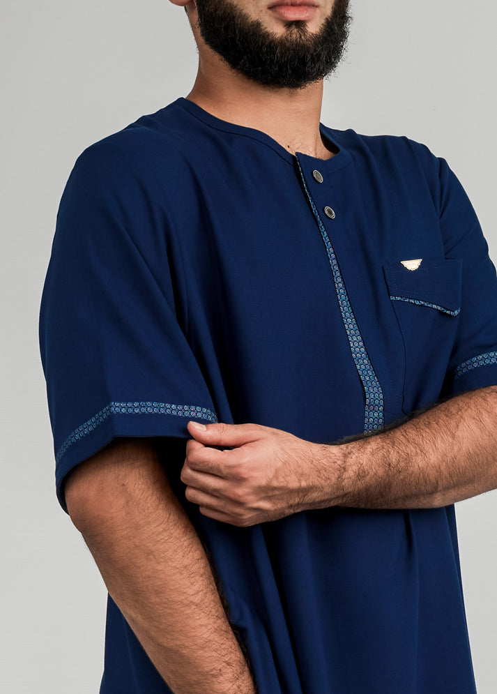 Imaarah Short Sleeve Thobe Navy - view 3