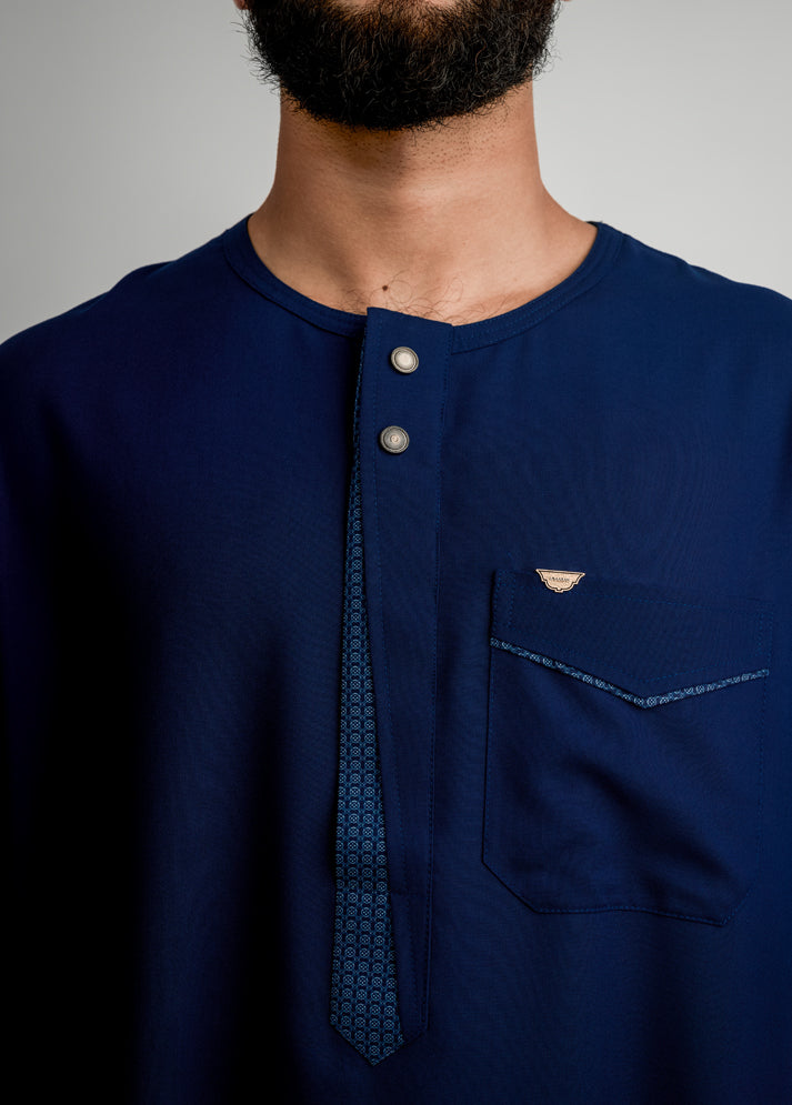 Imaarah Short Sleeve Thobe Navy - view 4