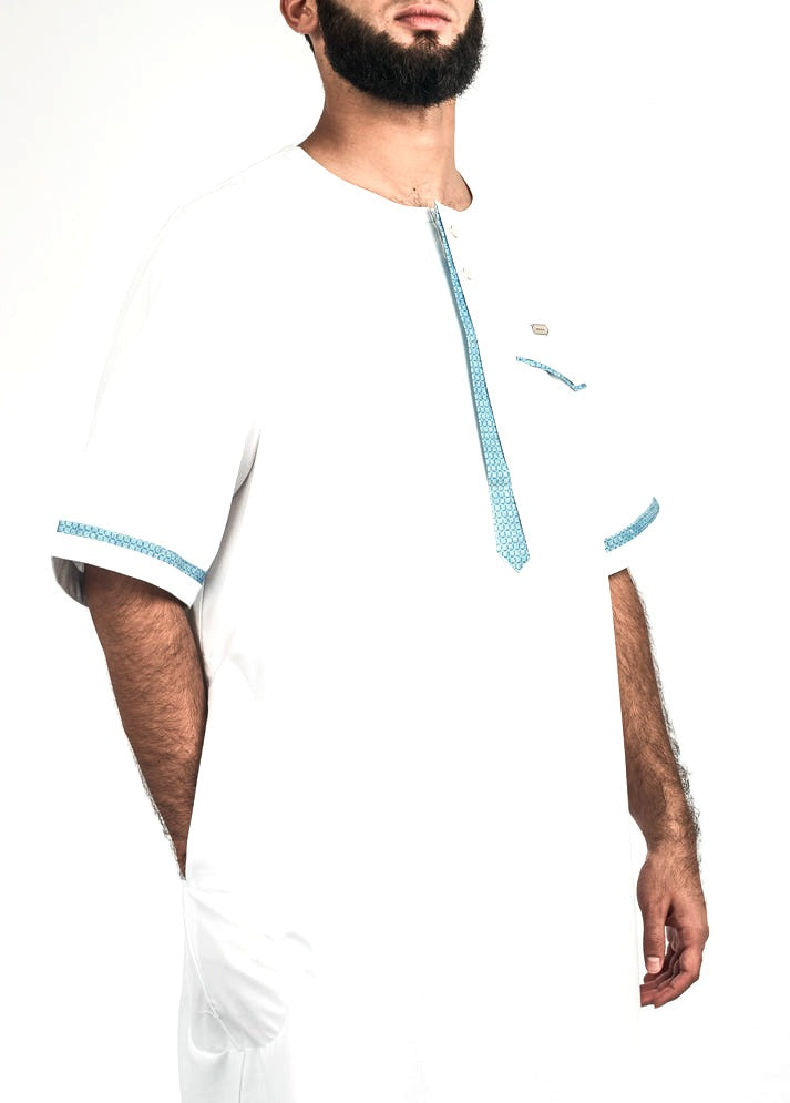 White short sleeve thobe, view 2