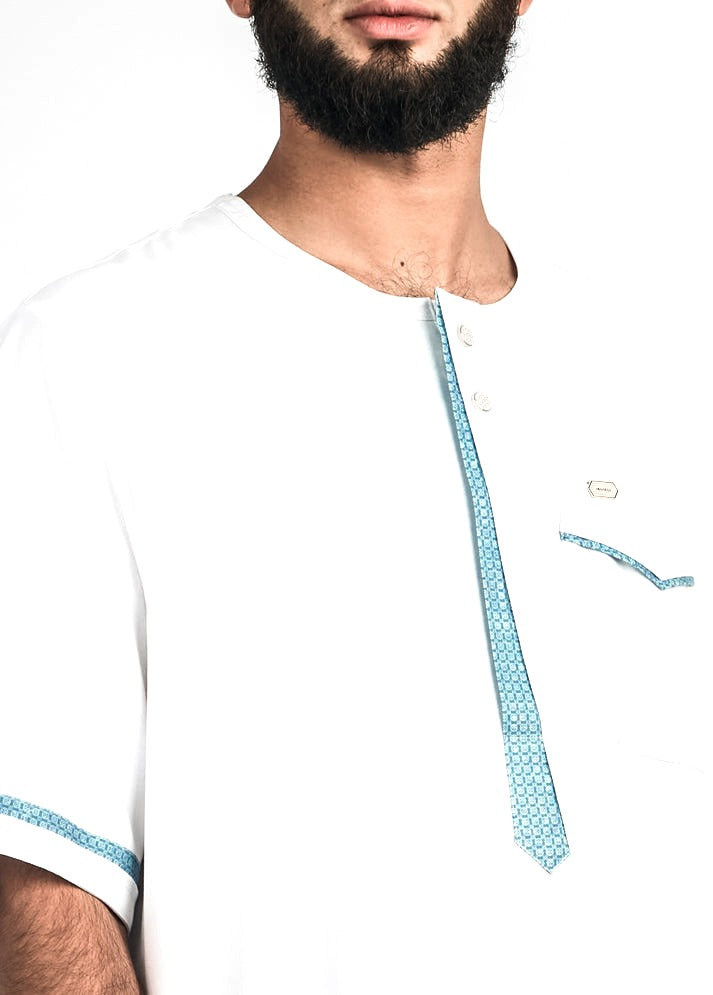 White short sleeve thobe, view 3