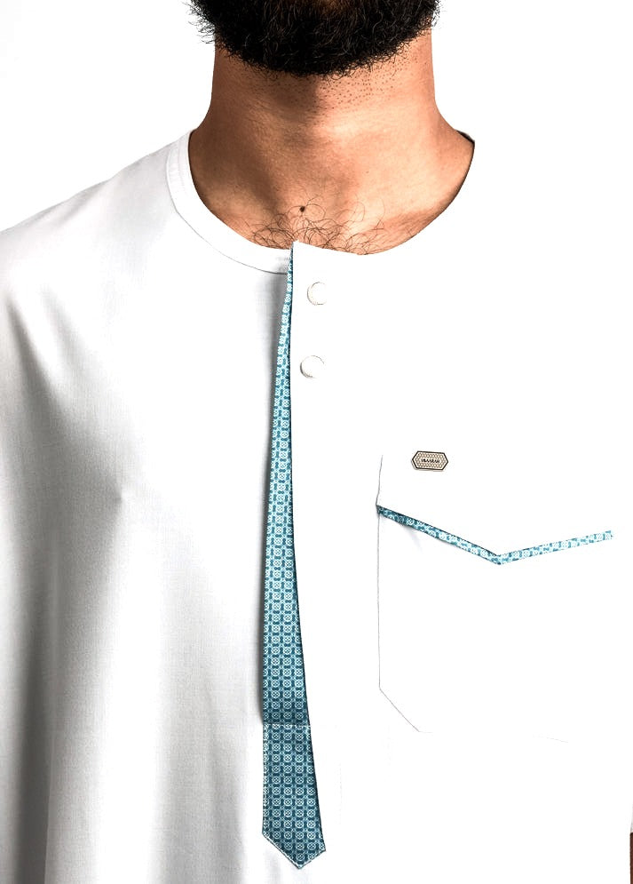 White short sleeve thobe, view 4