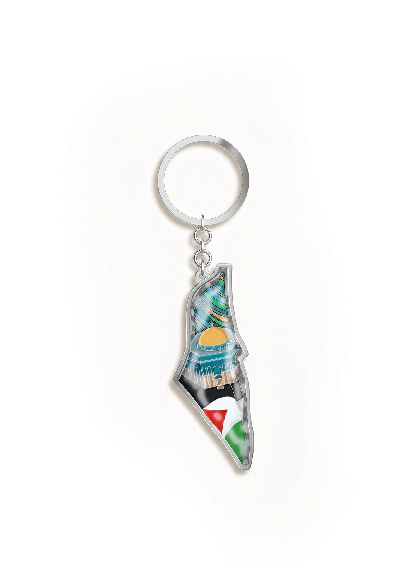 Sakinah Keyring, Flag of Palestine design, detail view